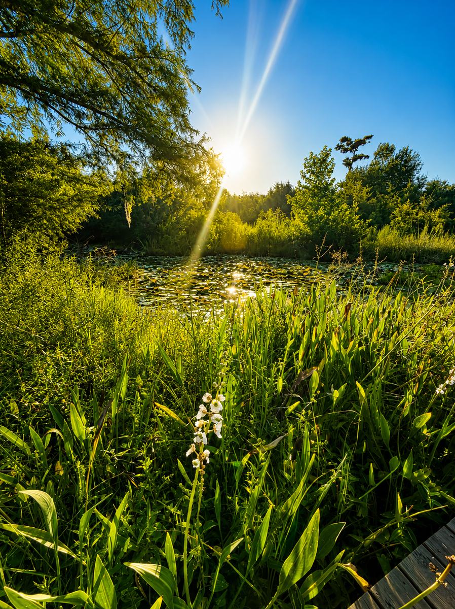 Sunrise rays over the lily cove